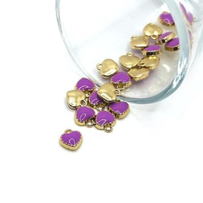 20 Pcs Small Purple Heart Charms Image 1