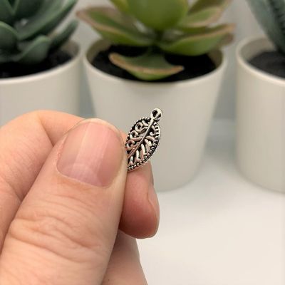 20 Pcs Small Scrolled Silver Leaf Charms Image 3