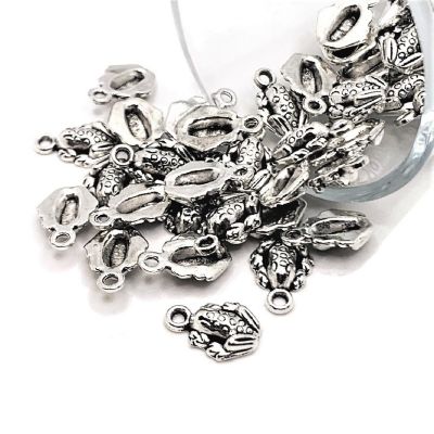 20 Pcs Small Silver Frog Toad Charm Image 1