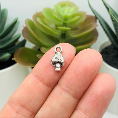20 Pcs Small Silver Mushroom Charm Image 1