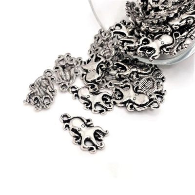 20 Pcs Small Silver Octopus Charms Image 1