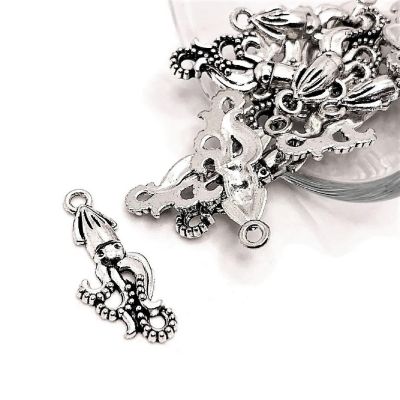 20 Pcs Small Silver Squid Charms Image 1