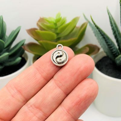 20 Pcs Small Silver Yin Yang Charms Image 1