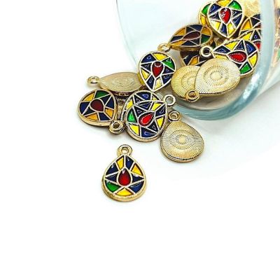 20 Pcs Stained Glass Teardrop Charms Image 1
