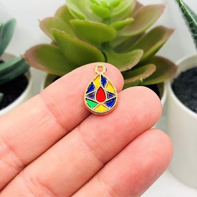 20 Pcs Stained Glass Teardrop Charms Image 1