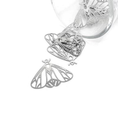 20 Pcs Steel Moth Pendants Image 1