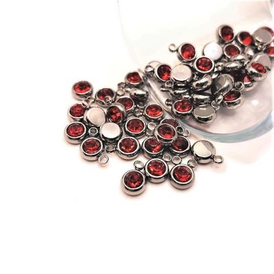 20 Pcs Steel Red Rhinestone Charms Image 1