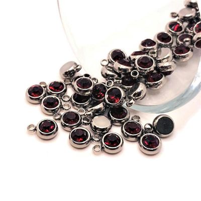20 Pcs Steel Red Rhinestone Charms Image 1
