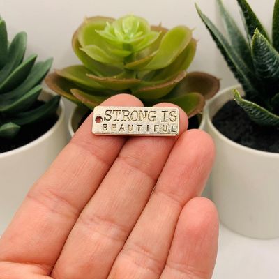 20 Pcs Strong is Beautiful Tag Charms Image 1