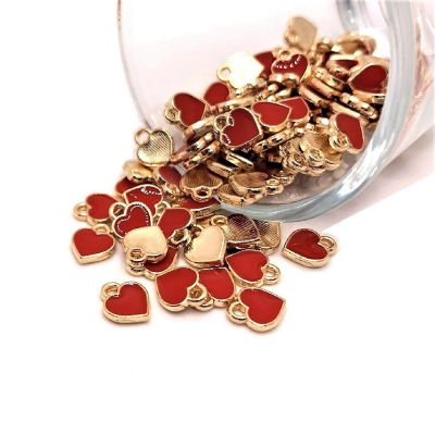 20 Pcs Tiny Red Heart Charms Image 1