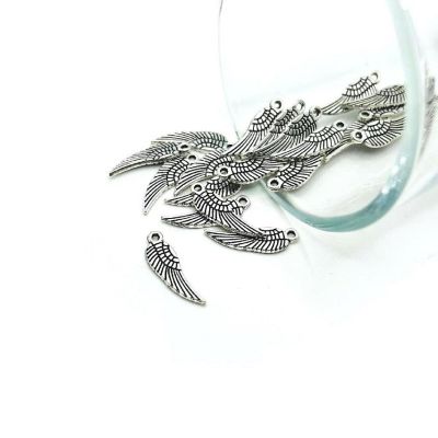 20 Pcs Tiny Silver Angel Wing Charms Image 1