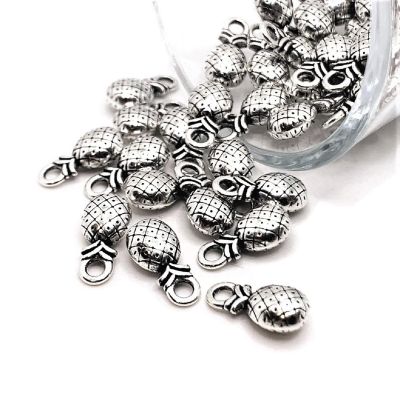 20 Pcs Tiny Silver Pineapple Charms Image 1