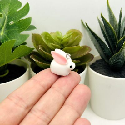 20 Pcs White 3D Rabbit Charm Image 1