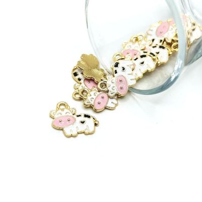 20 Pcs White Enamel Cow Charms Image 1