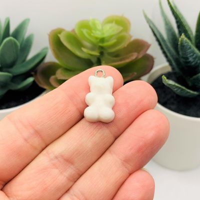 20 Pcs White Gummy Bear Charms Image 1