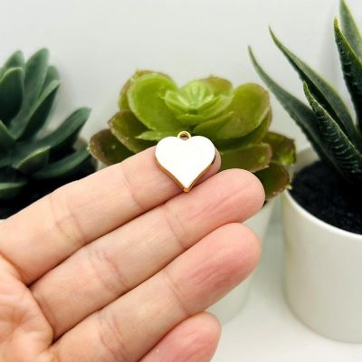 20 Pcs White Heart Charms Image 2