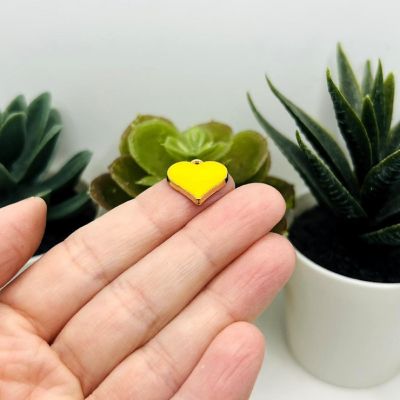 20 Pcs Yellow Heart Charms Image 3