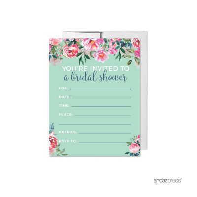 20 Peonies Bridal Shower Invitations Image 1