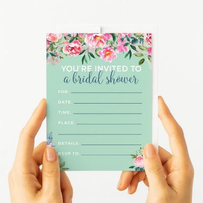20 Peonies Bridal Shower Invitations Image 2