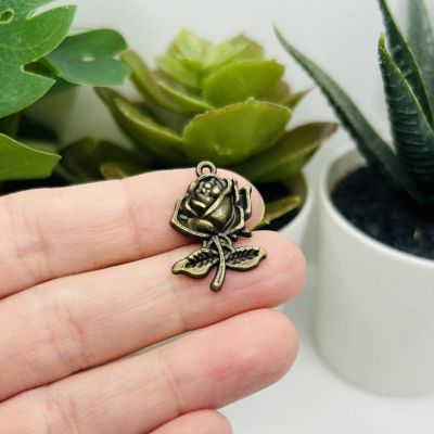 20 Pieces Bronze Rose Charms Image 1
