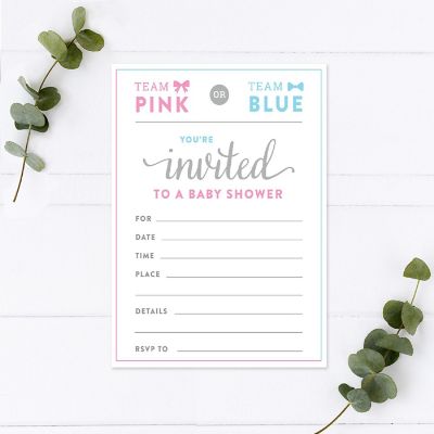 20 Pink/Blue Gender Reveal Invitations Image 1