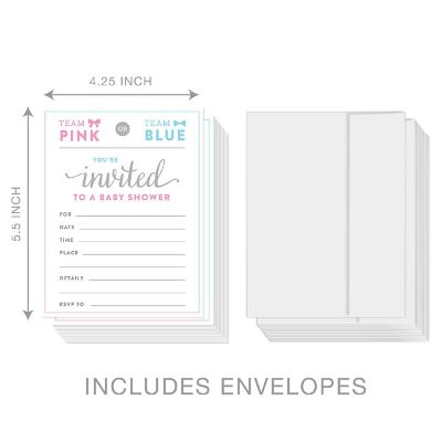 20 Pink/Blue Gender Reveal Invitations Image 2