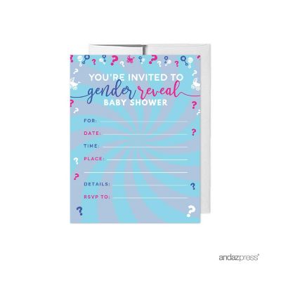 20 Pink/Blue Love Gender Invitations Image 1