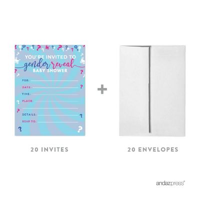 20 Pink/Blue Love Gender Invitations Image 1