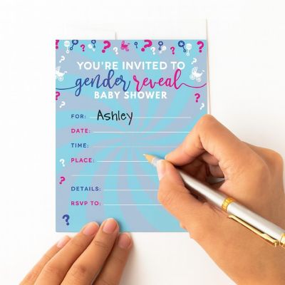 20 Pink/Blue Love Gender Invitations Image 2
