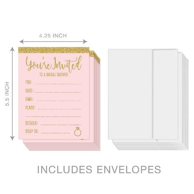 20 Pink Glitter Bridal Shower Invitation Image 2
