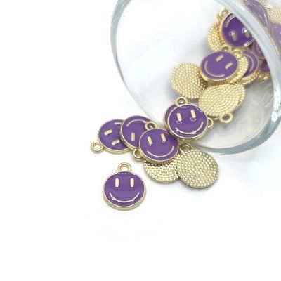 20 Purple Smiley Face Charms Image 1