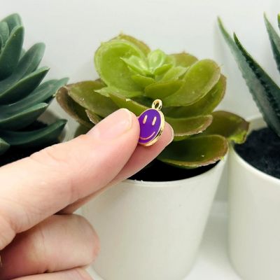 20 Purple Smiley Face Charms Image 3