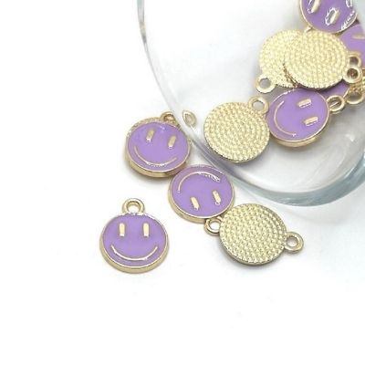 20 Purple Smiley Face Charms Image 1
