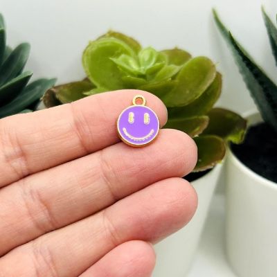 20 Purple Smiley Face Charms Image 1