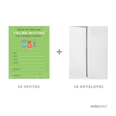 20 Robot Birthday Blank Invitations Image 1