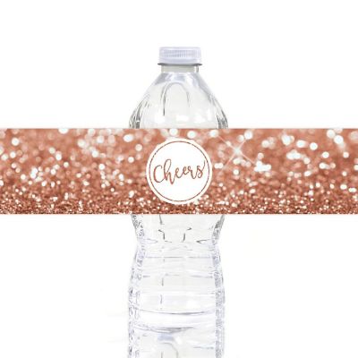 20 Rose Glitter Bottle Labels  2.5x8.5in Image 1