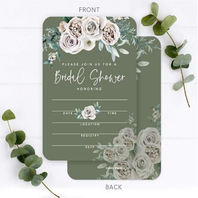 20 Sage Green Bridal Shower Invitations Image 1