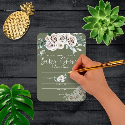 20 SageCream Fall Baby Shower Invitation Image 1