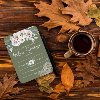 20 SageCream Fall Baby Shower Invitation Image 3