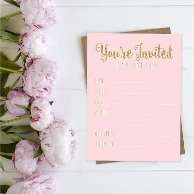 20 Signature Blush/Gold Invitations Image 1