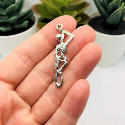 20 Silver Hanging Skeleton Charms Image 2