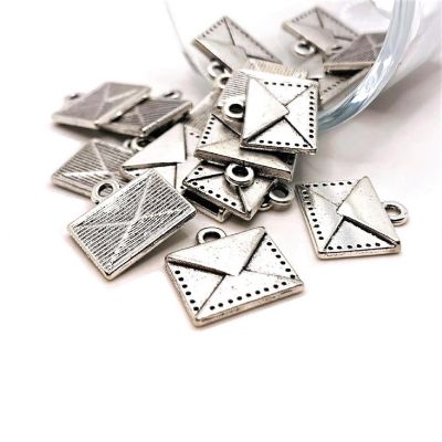 20 Silver Letter Envelope Charms Image 1