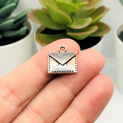 20 Silver Letter Envelope Charms Image 1
