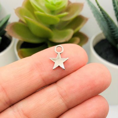 20 Small Antiqued Silver Star Charms Image 1