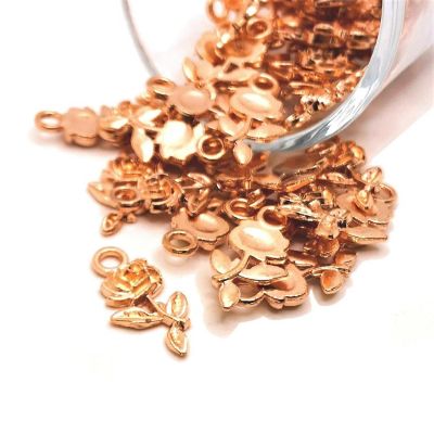 20 Small Rose Gold Rose Charms Image 1