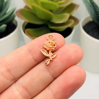 20 Small Rose Gold Rose Charms Image 1