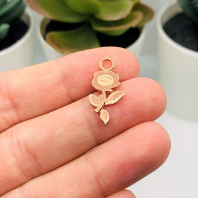 20 Small Rose Gold Rose Charms Image 2