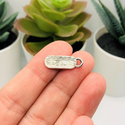 20 Small Silver Joy Tag Charms Image 2