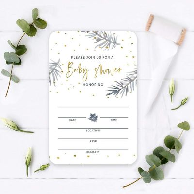 20 Snowflakes Baby Shower Invitations Image 1