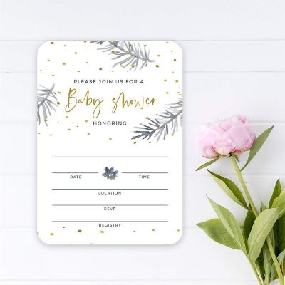 20 Snowflakes Baby Shower Invitations Image 2